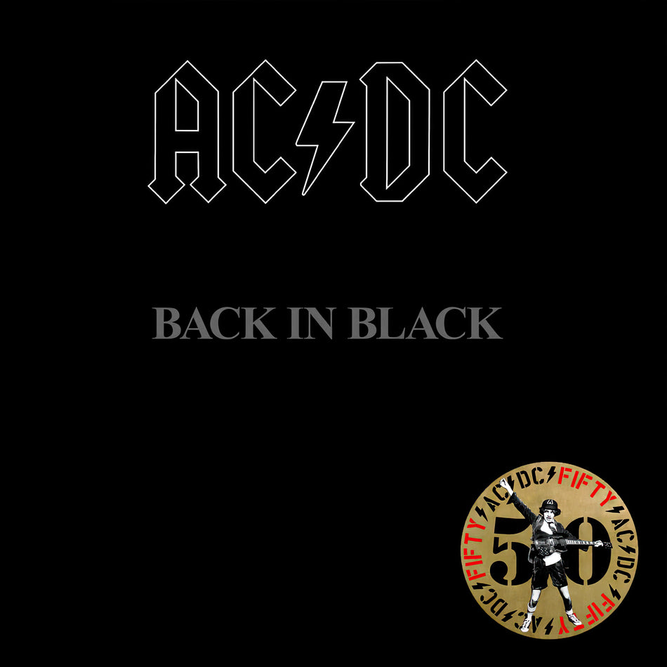 AC/DC, back in black, ac/dc fifty, black and white, colored vinyl, swirl, limited edition, special edition, 180g vinyl, album cover, vinyl, cover art, album art, cover,