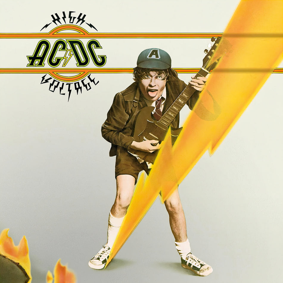 AC/DC - High Voltage album cover, 180g black vinyl LP edition, 1976 international debut with lightning bolt artwork - shop ToucanRecords.com