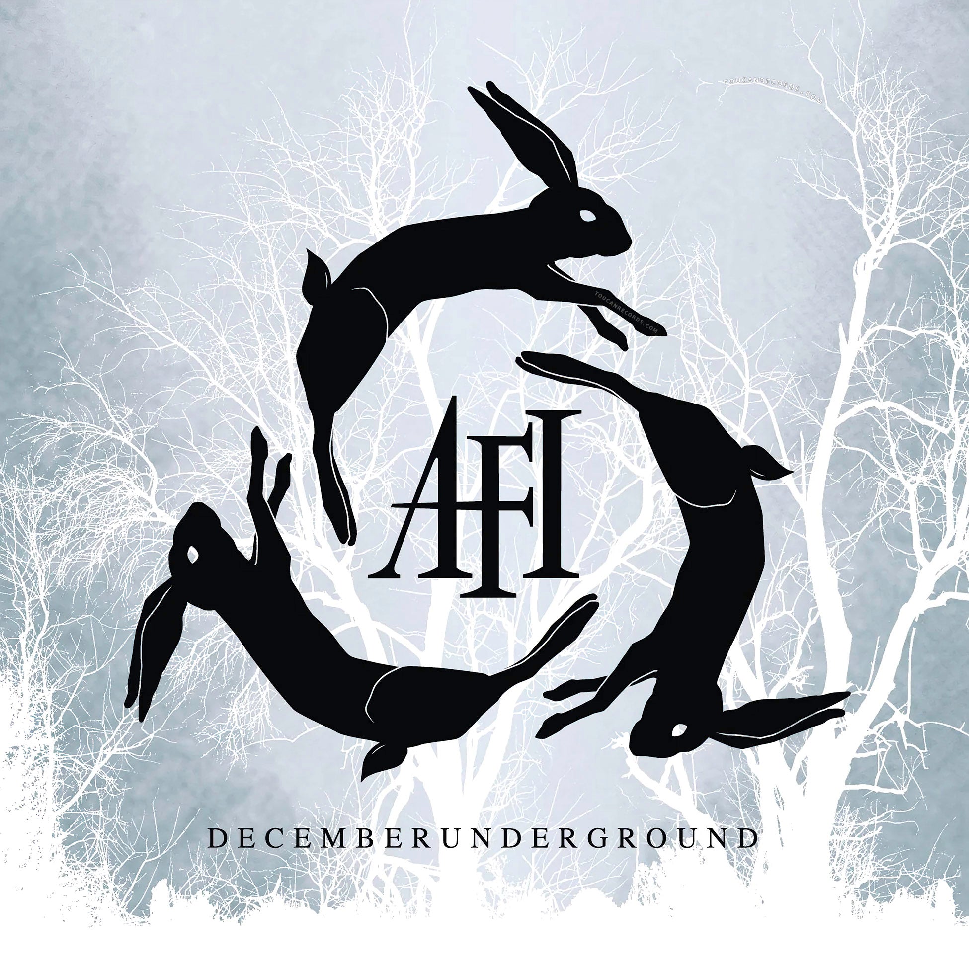 AFI Decemberunderground album cover art for the limited edition RSD Essential transparent smoke vinyl LP available at ToucanRecords.com