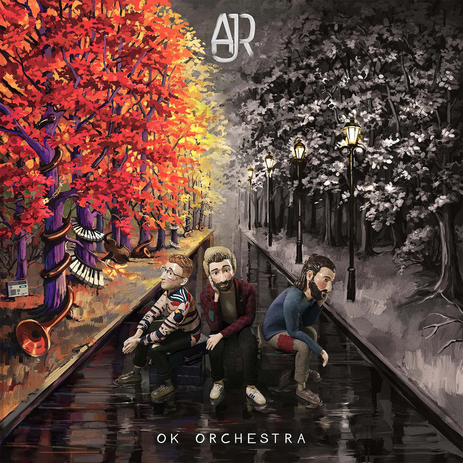ajr, ok orchestra, limited edition, ghostly orange, colored vinyl, orange vinyl, album cover, album art, cover, cover art, vinyl, World's Smallest Violin,