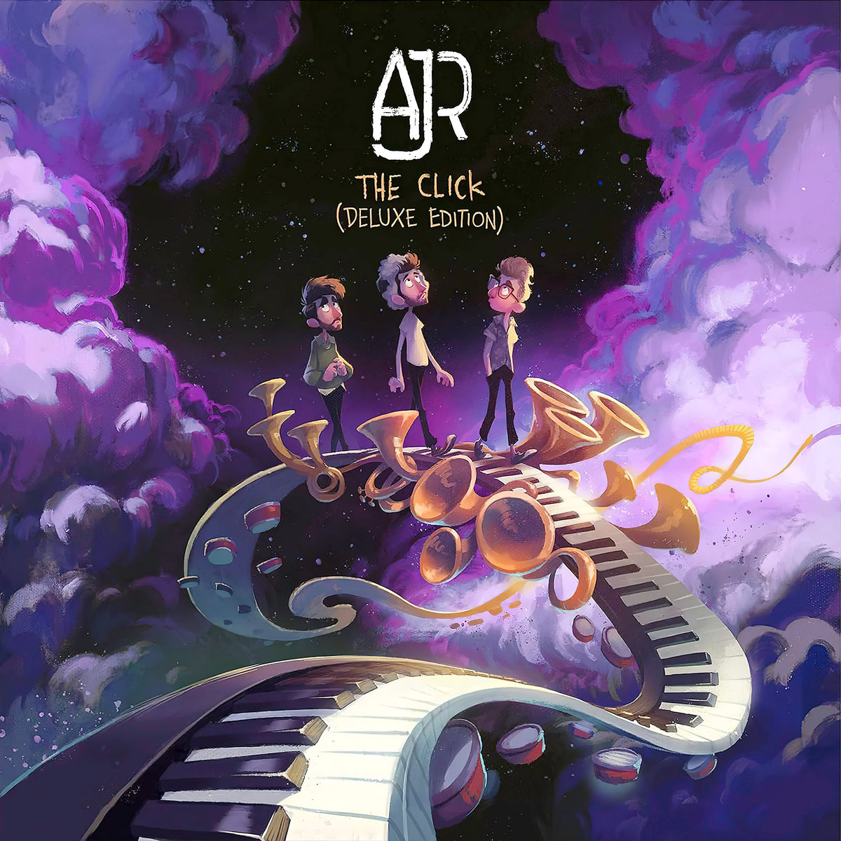 ajr, the click, deluxe edition, limited edition, red ghostly, colored vinyl, vinyl, red vinyl, album cover, cover,