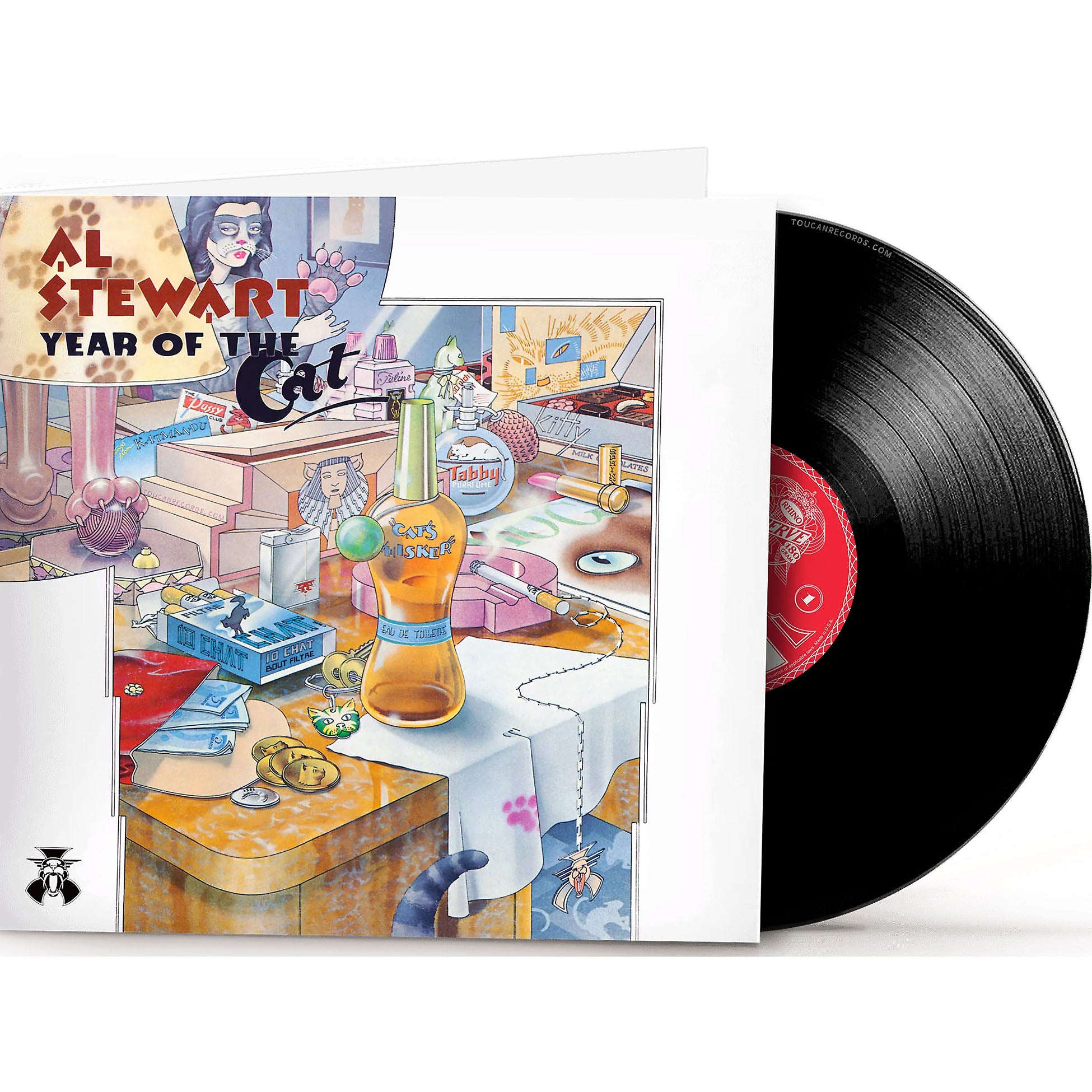 Al Stewart Year Of The Cat limited edition 180g vinyl LP packshot for the Rhino Reserve audiophile series release. Released also as part of the Rhino Spirit of 76 series