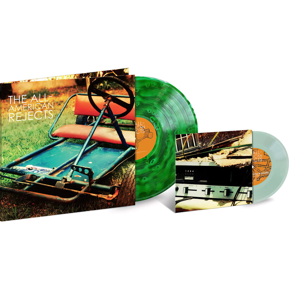 All-American Rejects debut album ghostly green colored vinyl record, 20th anniversary edition with coke bottle colored bonus 7" single, pop rock packshot