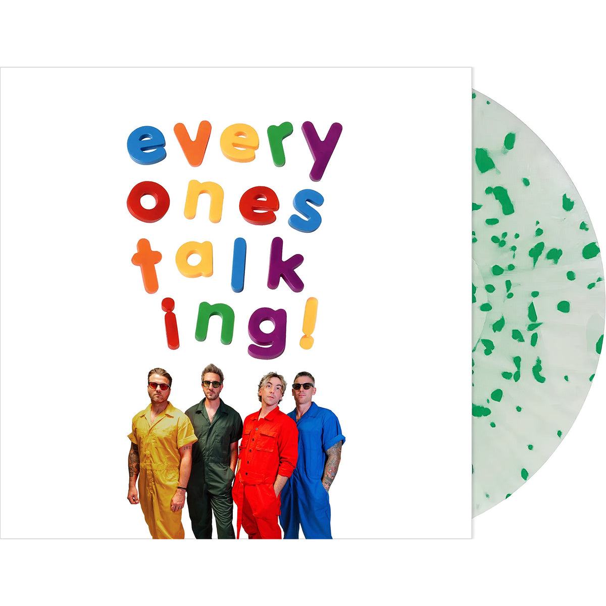 All Time Low Everyone's Talking vinyl packshot, White with Green Splatter indie exclusive, pop punk and Emo Pop housed in a gatefold.