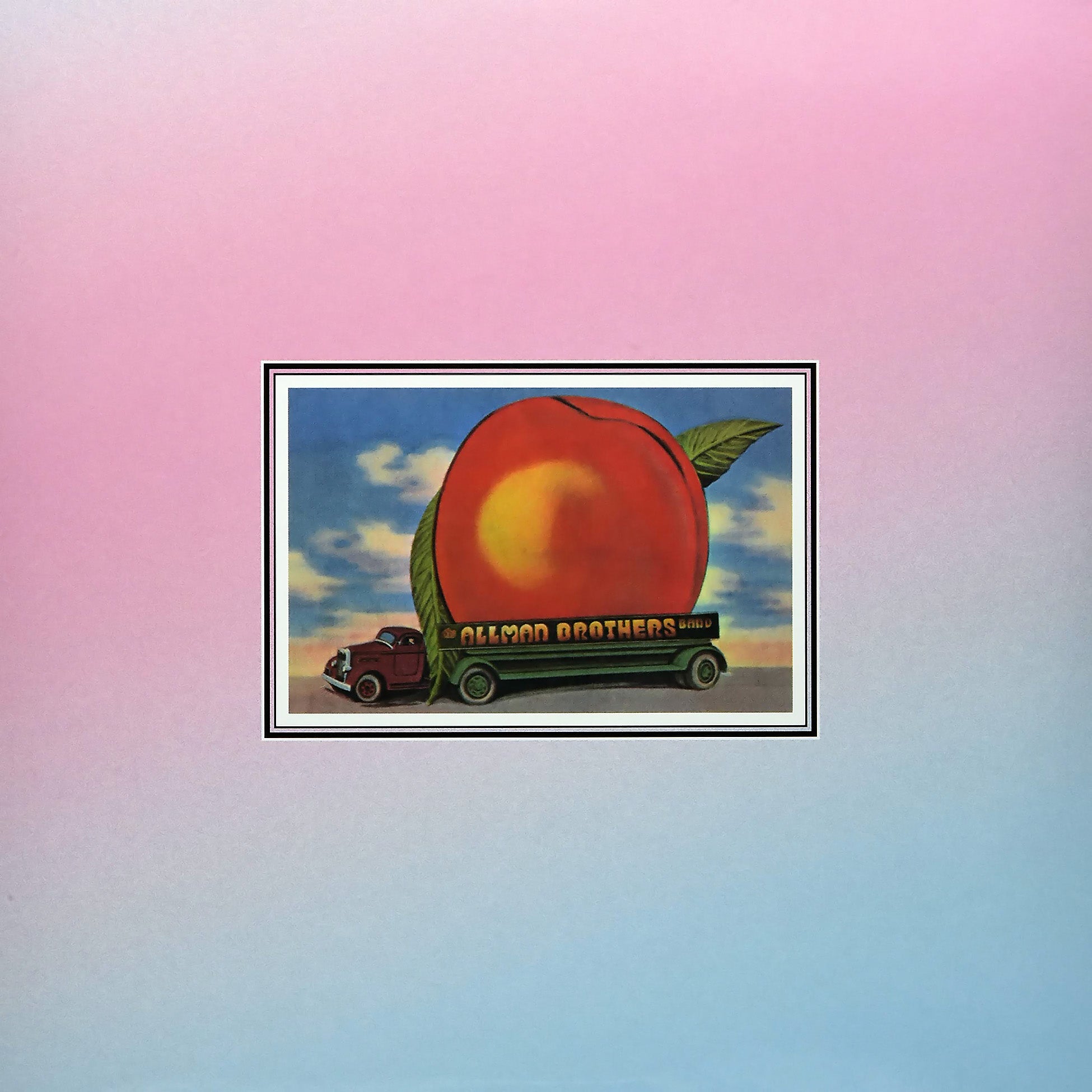 Allman Brothers Band Eat A Peach album cover, limited Pink and Blue vinyl 2LP gatefold, iconic peach truck artwork at ToucanRecords.com