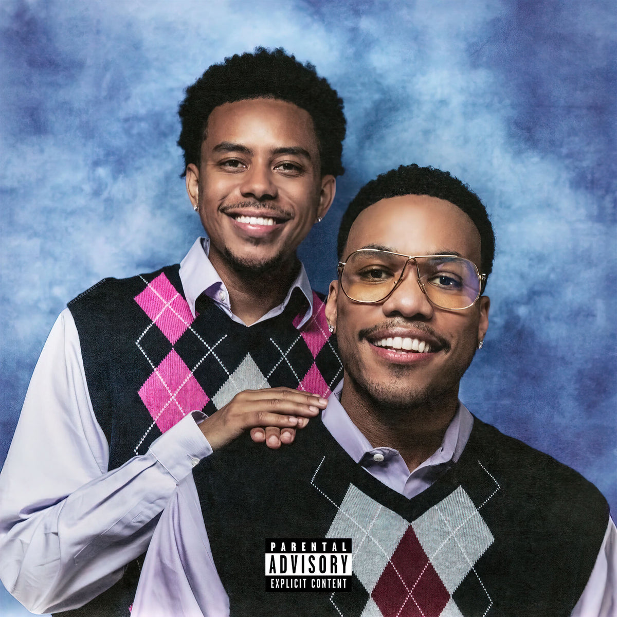 Anderson .Paak and Cordae - Heavy Is The Crown album cover art for the limited indie exclusive Clandestine pink and gray marble vinyl LP.