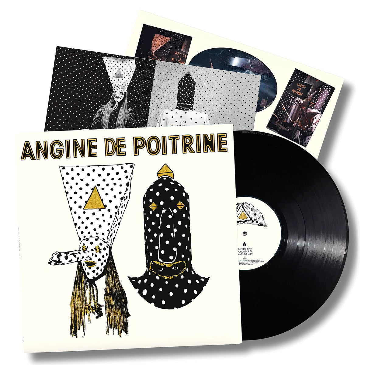 Angine de Poitrine Vol. I packshot for black vinyl LP album edition with printed insert, psychedelic math rock at ToucanRecords.com