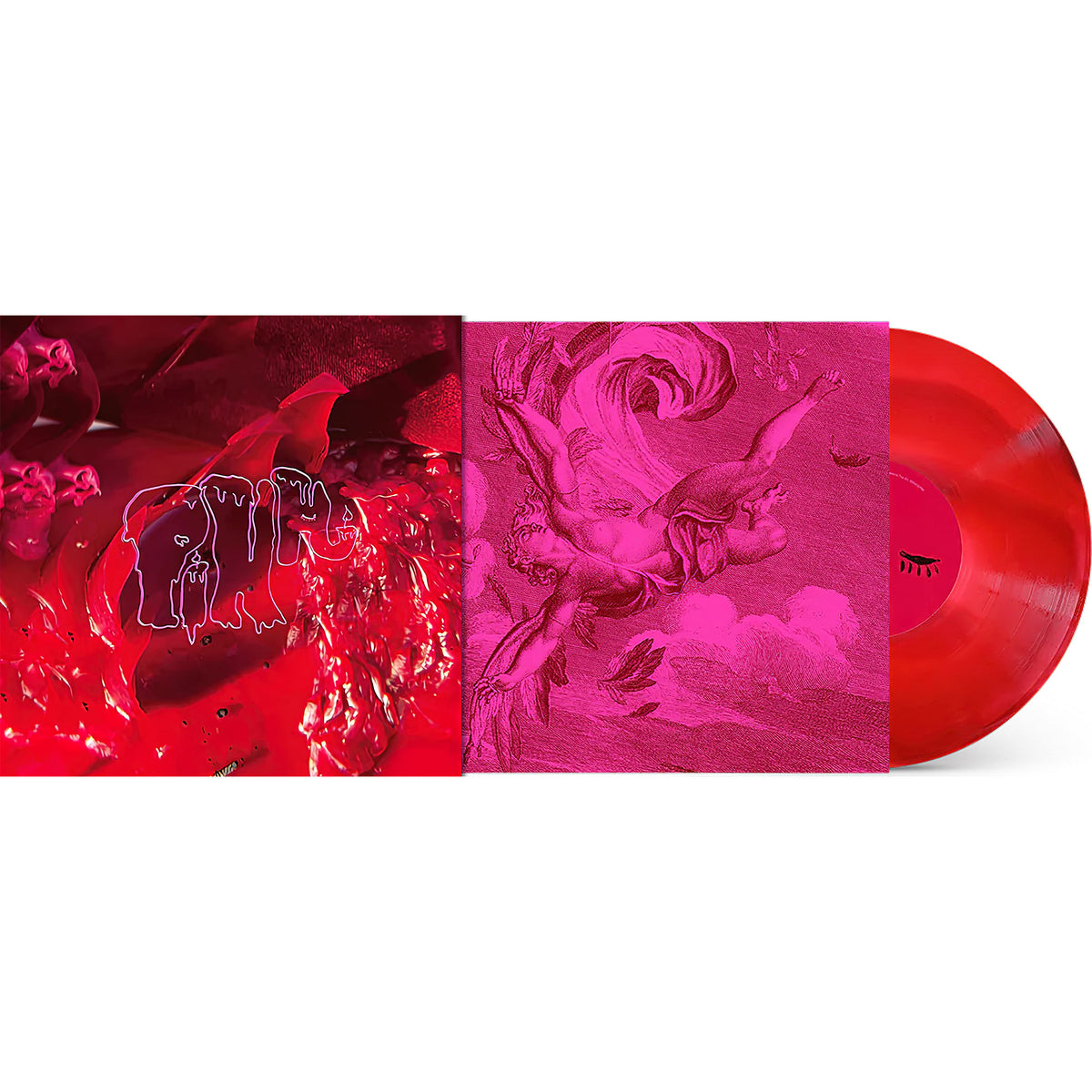 arcade fire, pink elephant, indie exclusive, packshot, indie, red & pink twister, colored vinyl, album art, album cover, cover, cover art, vinyl,