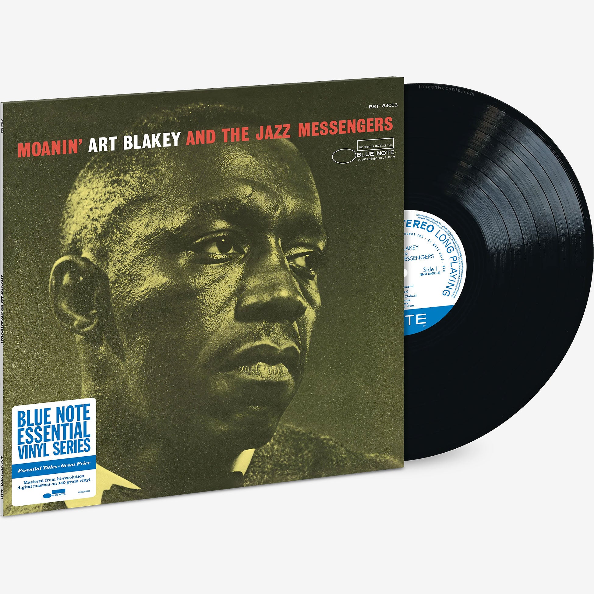 Art Blakey Moanin' packshot of the Blue Note Essential vinyl LP available online at ToucanRecords.com
