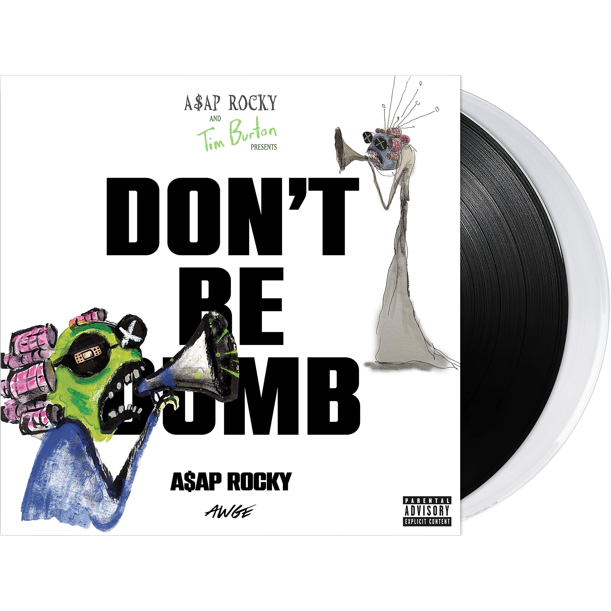 ASAP Rocky Don't Be Dumb, packshot, extended spine vinyl package 8-page booklet. 2 LP, 1 Black and 1 white vinyl