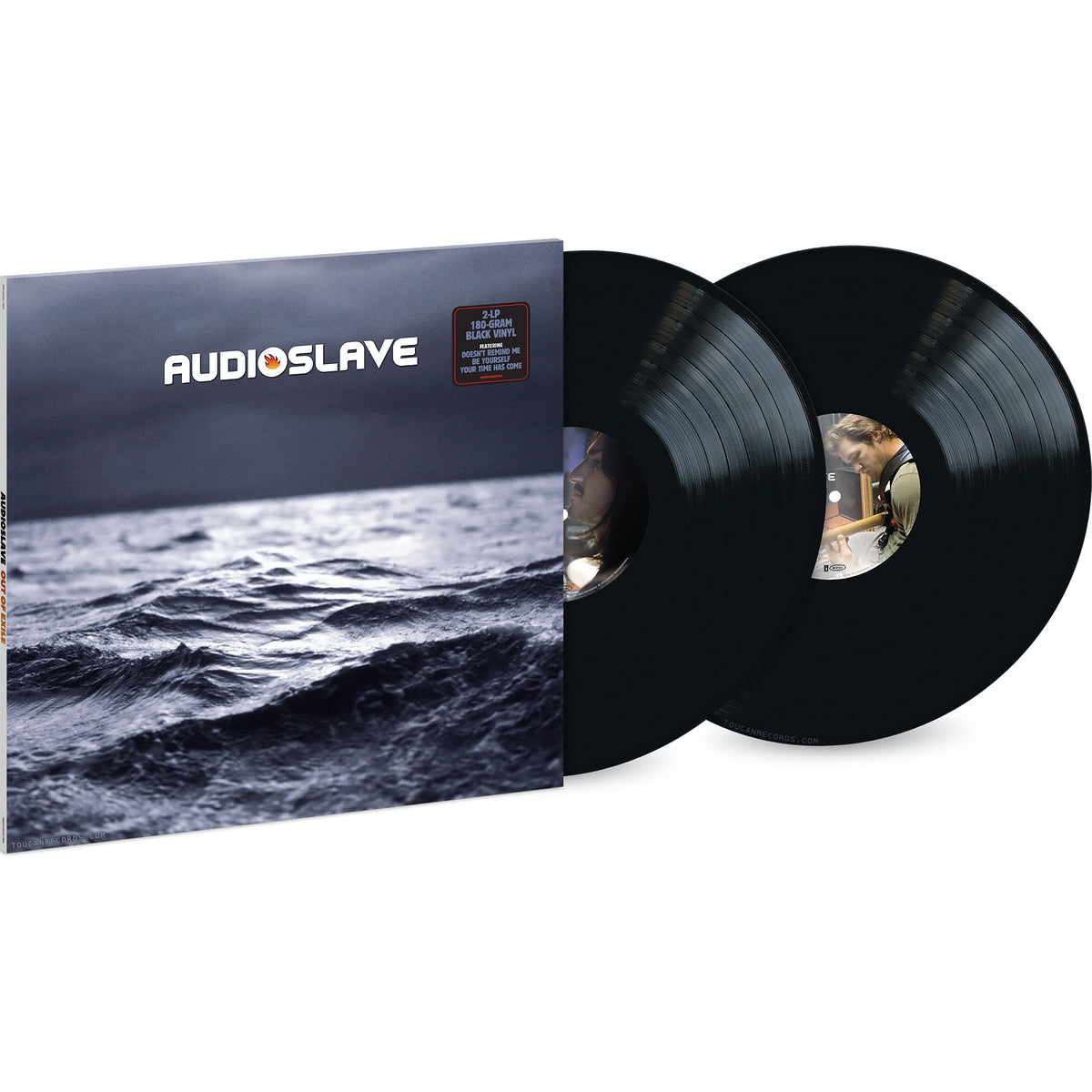 Audioslave Out Of Exile packshot for this newly remastered 180g 2LP vinyl, alternative rock and hard rock release at ToucanRecords.com