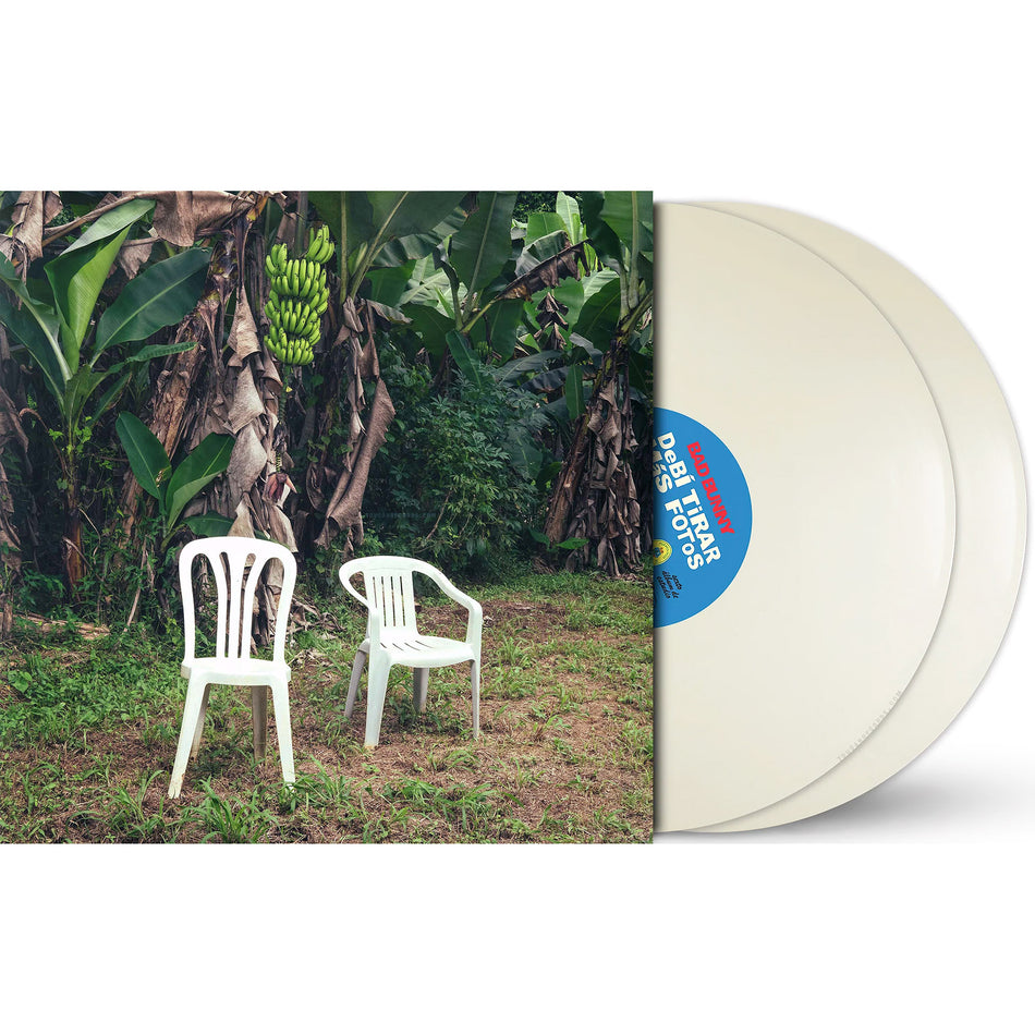 Bad Bunny - Debi Tirar Mas Fotos packshot, opaque white vinyl double LP, Latin reggaeton album available at ToucanRecords.com