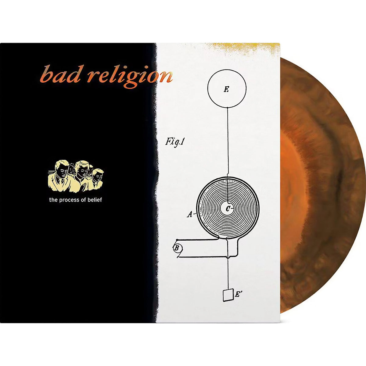 Bad Religion The Process of Belief orange & black galaxy vinyl packshot, melodic hardcore punk classic