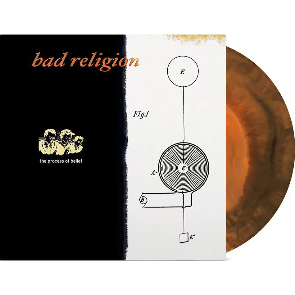 Bad Religion The Process of Belief orange & black galaxy vinyl packshot, melodic hardcore punk classic