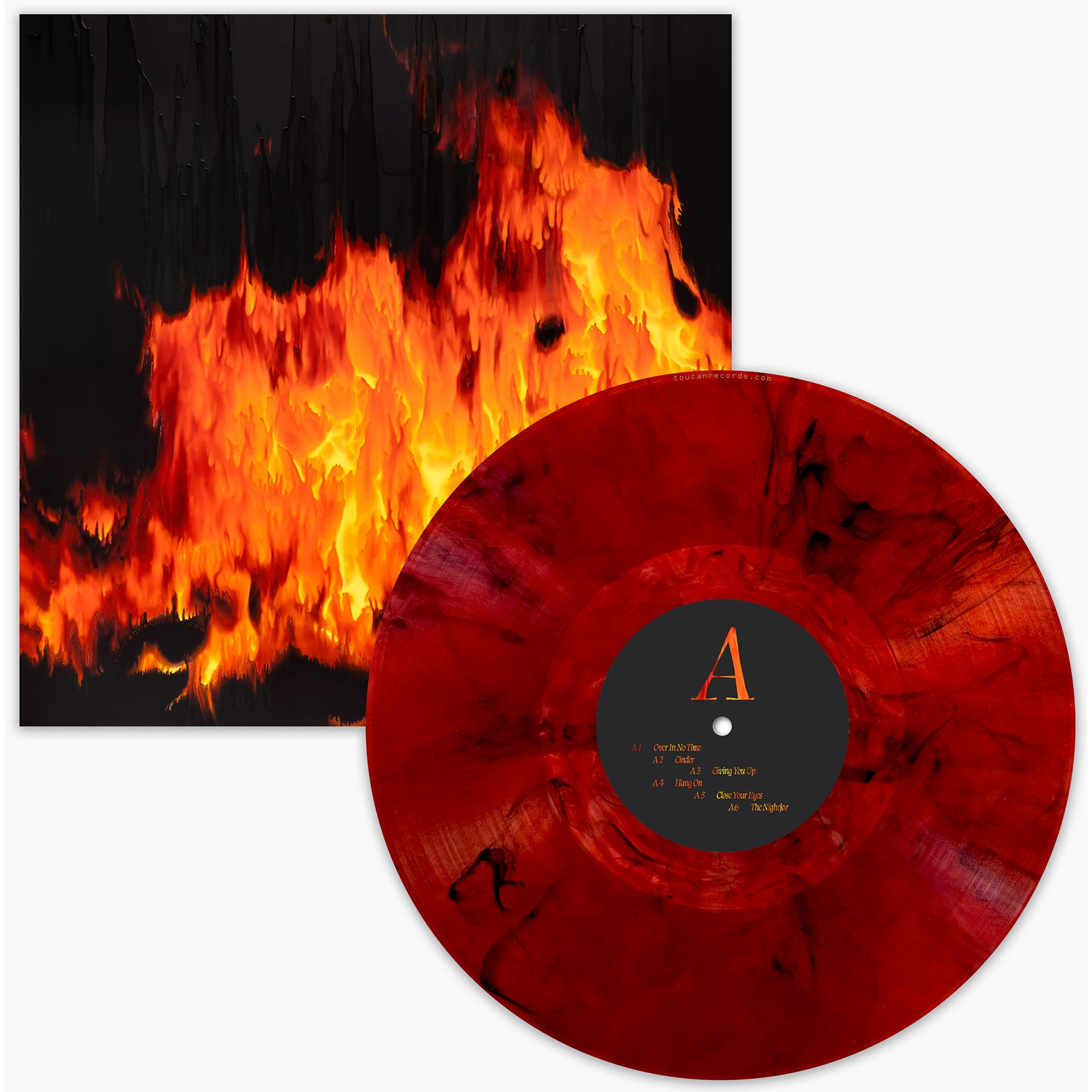 Beacon How Drie a Cinder Magma Red vinyl LP packshot showing the red and black smoke-style indie retail exclusive pressing.