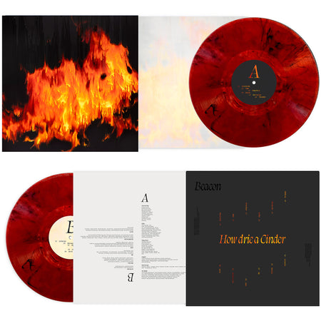 Beacon How Drie a Cinder packshot front and back view (1 LP) at ToucanRecords.com for the limited edition indie exclusive Magma Red colored vinyl edition. Available at ToucanRecords.com