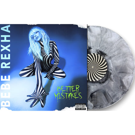 bebe rexha, better mistakes, packshot, US Version, colored viny, black white silver, swirl, marbled, album cover, cover, cover art, album art,