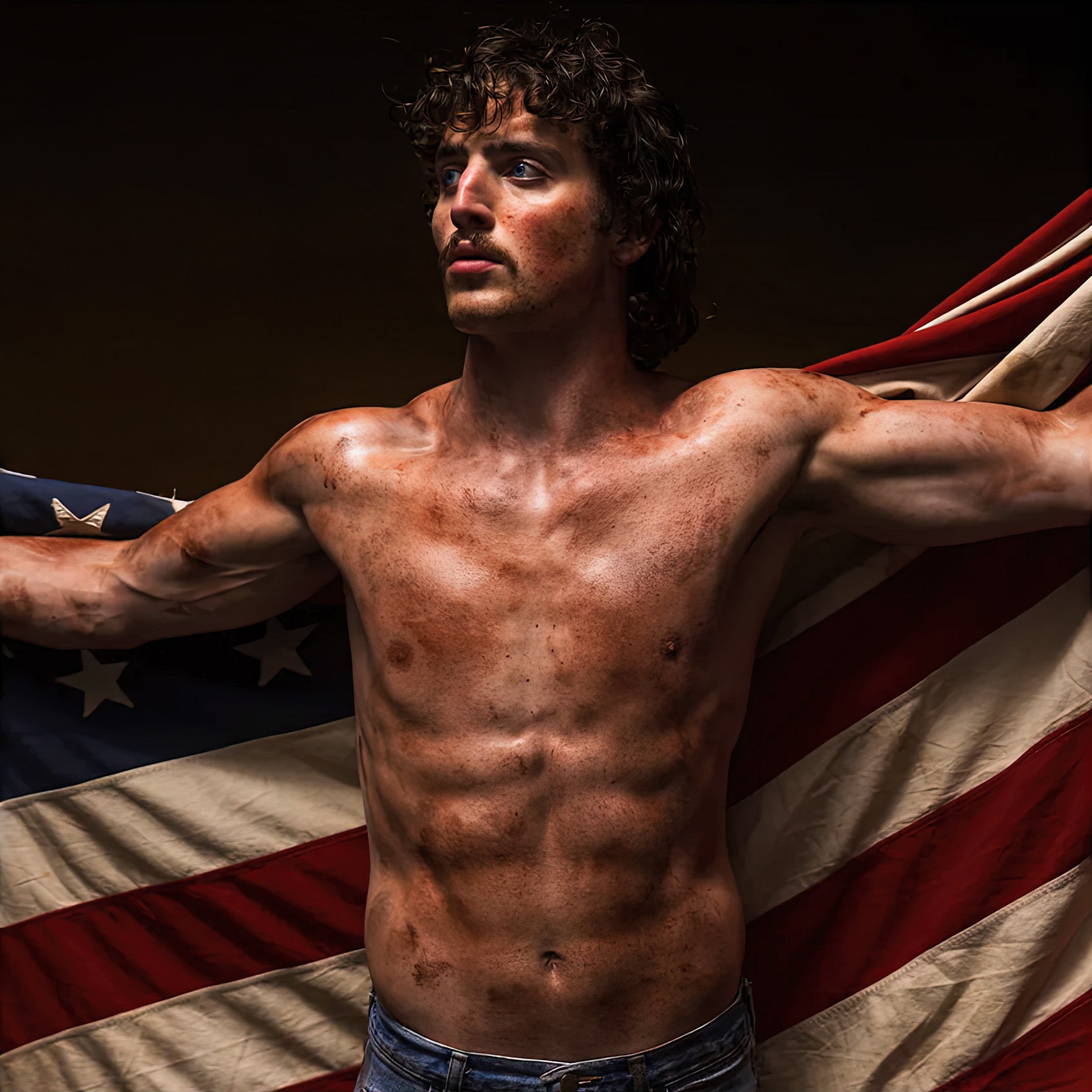Benson Boone - American Heart album cover, red white and blue marble vinyl, gatefold edition with insert