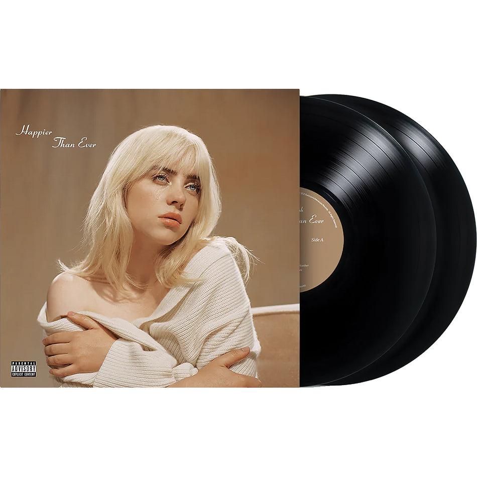 Billie Eilish - Happier Than Ever vinyl packshot, 180-gram black pressing, 2021 alternative pop album