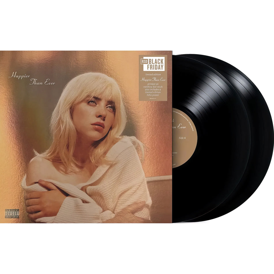 Billie Eilish – Happier Than Ever packshot, special rainbow foil vinyl LP, RSD collectible — featured now on ToucanRecords.com