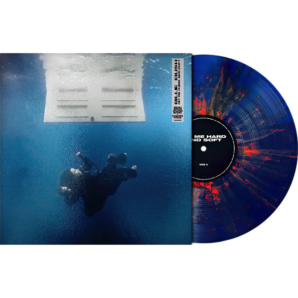 Billie Eilish Hit Me Hard And Soft blue vinyl pressing, orange splatter collector's edition, alt-pop album