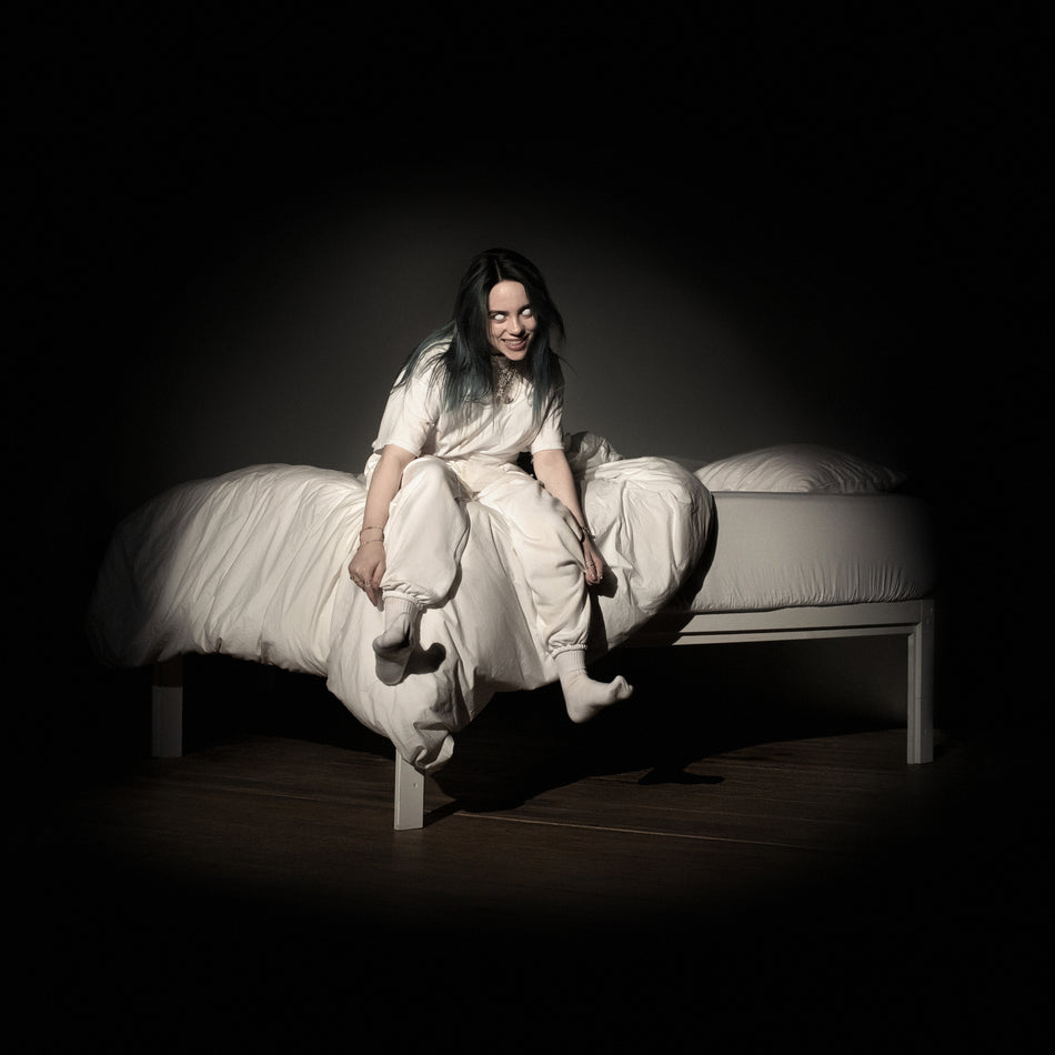 Billie Eilish - When We Fall Asleep, Where Do We Go? album cover, bright yellow pressing, dark pop debut