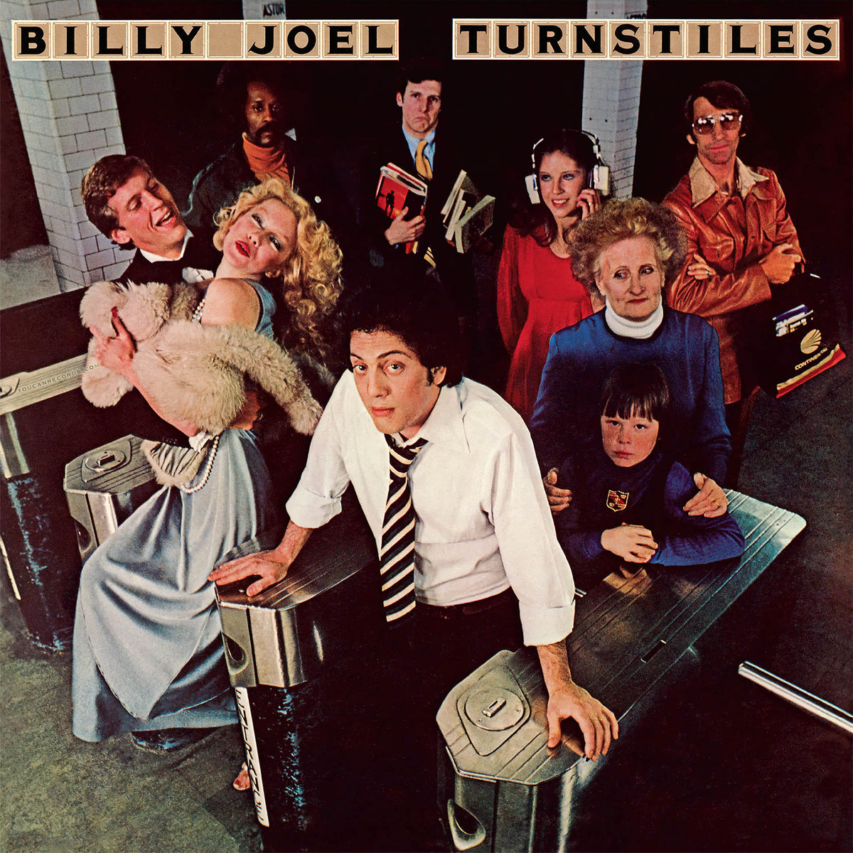 Billy Joel - Turnstiles album cover, Indie Exclusive Subway Token Gold colored vinyl LP, classic pop rock album available at ToucanRecords.com