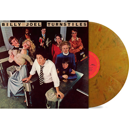 Billy Joel - Turnstiles vinyl LP packshot, Indie Exclusive Subway Token Gold colored pressing, classic rock album at ToucanRecords.com