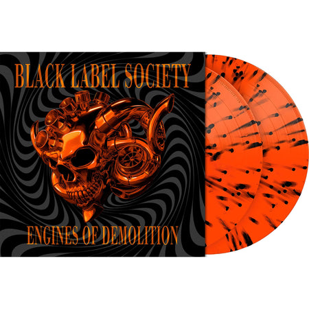 Black Label Society Engines Of Demolition packshot at ToucanRecords.com for the neon orange with black splatter vinyl & gatefold 2LP with printed inner sleeves.