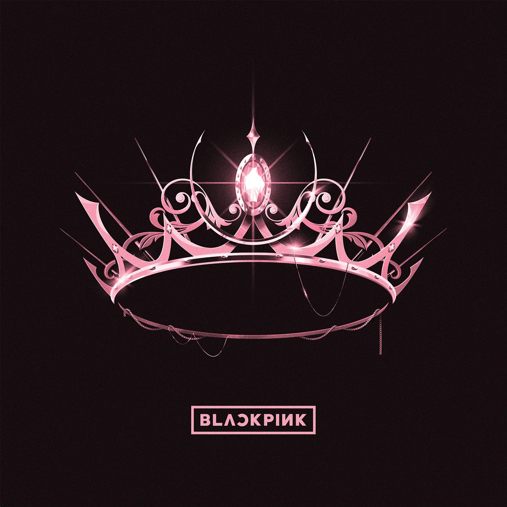 blackpink, the album, pink crown, k-pop, pink vinyl, colored vinyl, album cover, album art, vinyl, cover, cover art,