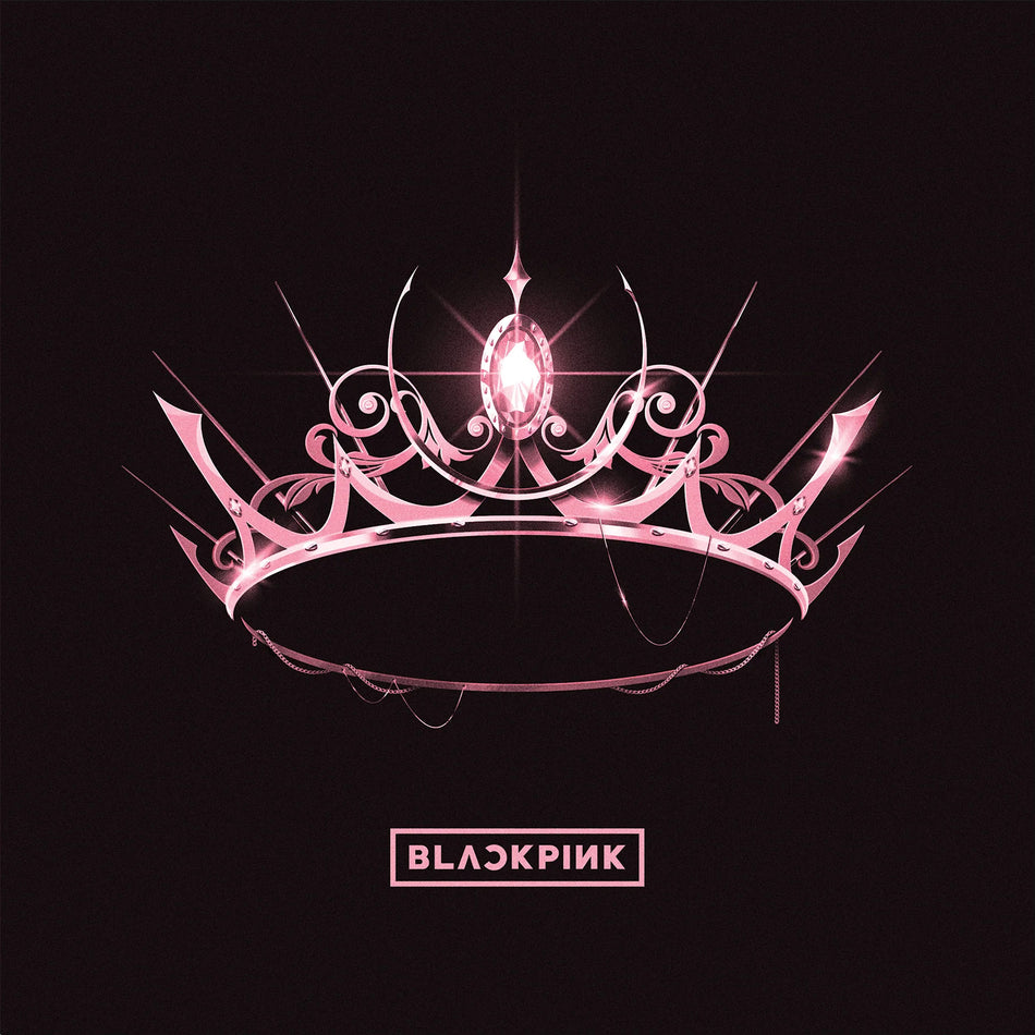 blackpink, the album, pink crown, k-pop, pink vinyl, colored vinyl, album cover, album art, vinyl, cover, cover art,