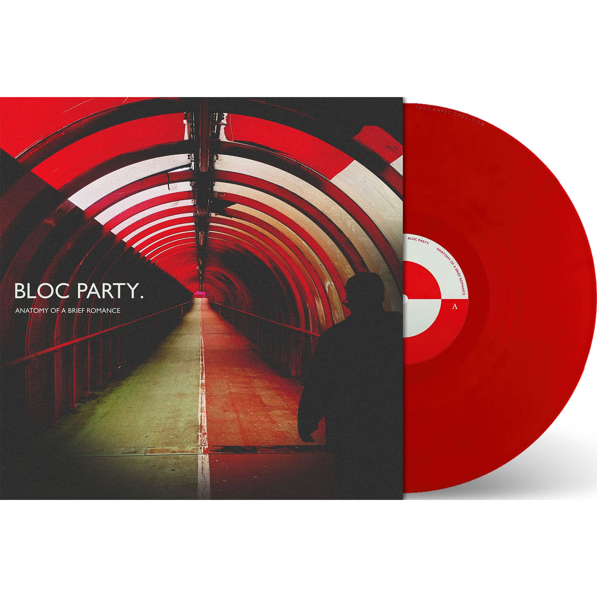 Bloc Party Anatomy of a Brief Romance packshot of Indie Exclusive 140g recycled red vinyl LP with printed inner sleeve