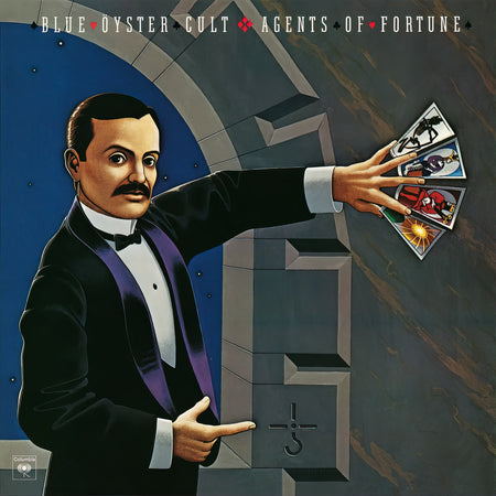 Blue Oyster Cult Agents Of Fortune 50th Anniversary album cover art for the gold vinyl LP with (Don't Fear) The Reaper.