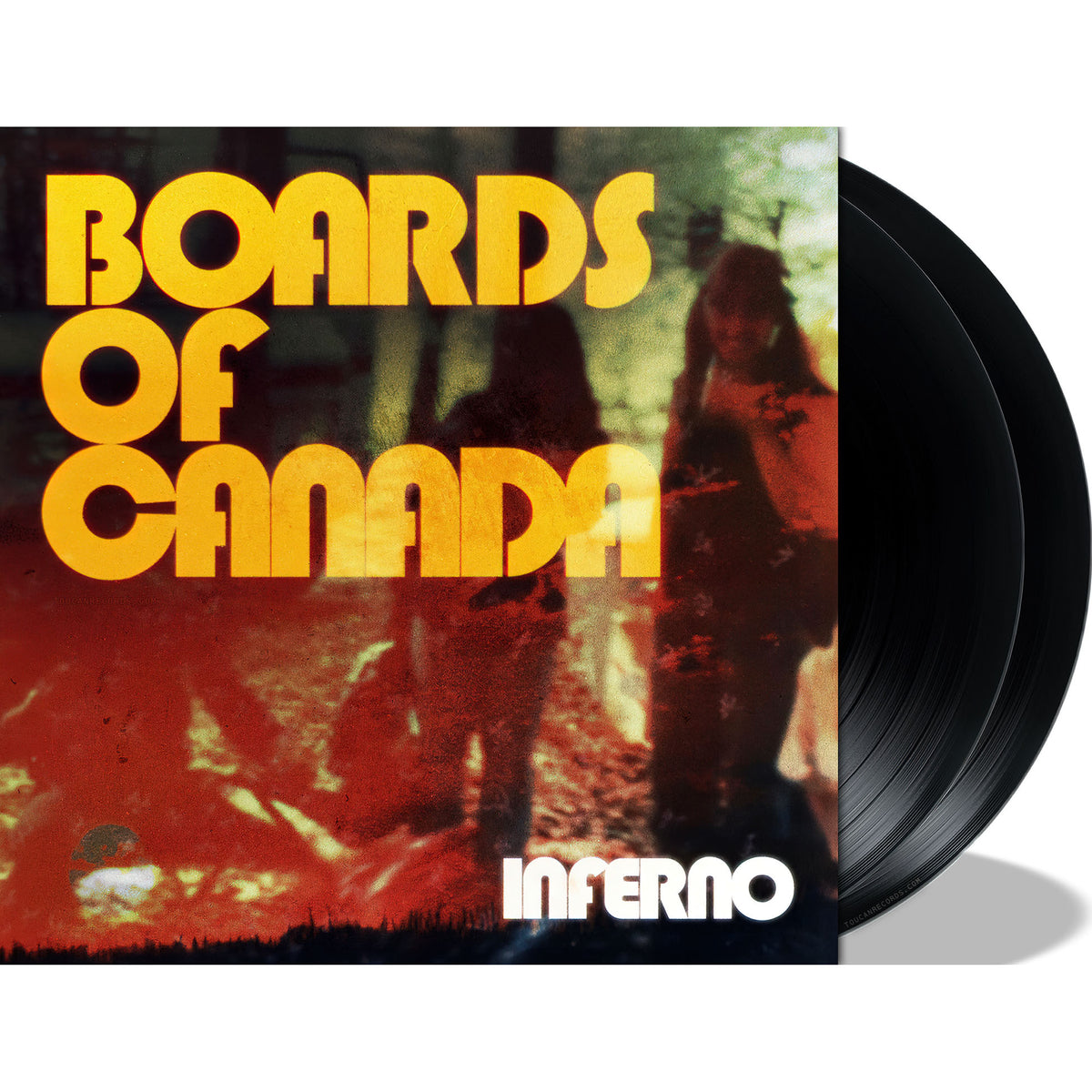 Boards Of Canada Inferno packshot for the black 2LP vinyl LP edition with gatefold outer sleeve at ToucanRecords.com