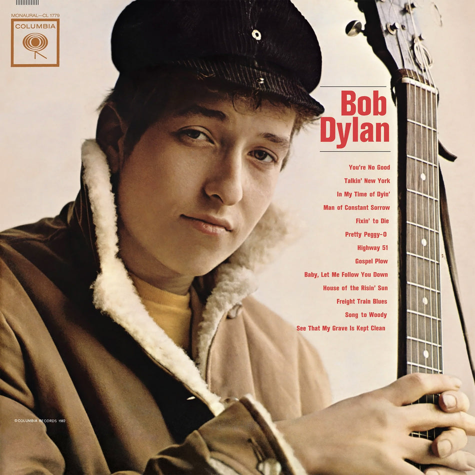 bob dylan, self titled, debut, mono, monaural, album art, album cover, cover, vinyl