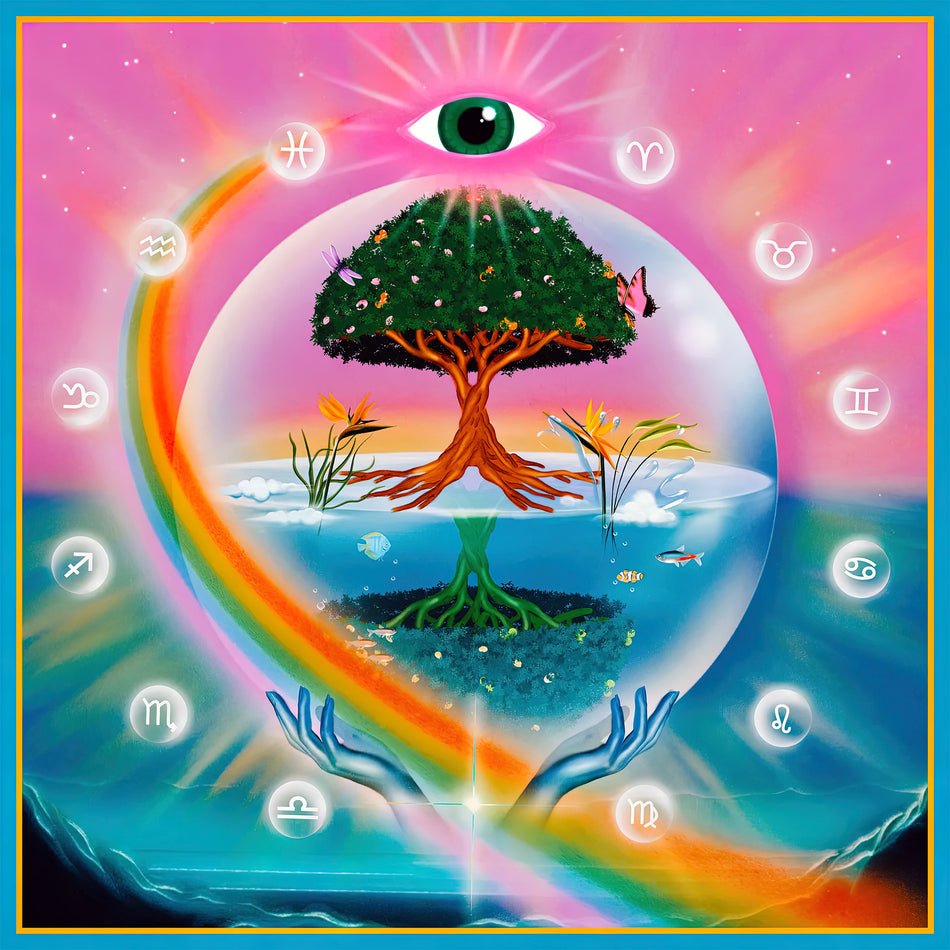 Album cover for Astropical baby pink vinyl by Bomba Estéreo & Rawayana at ToucanRecords.com