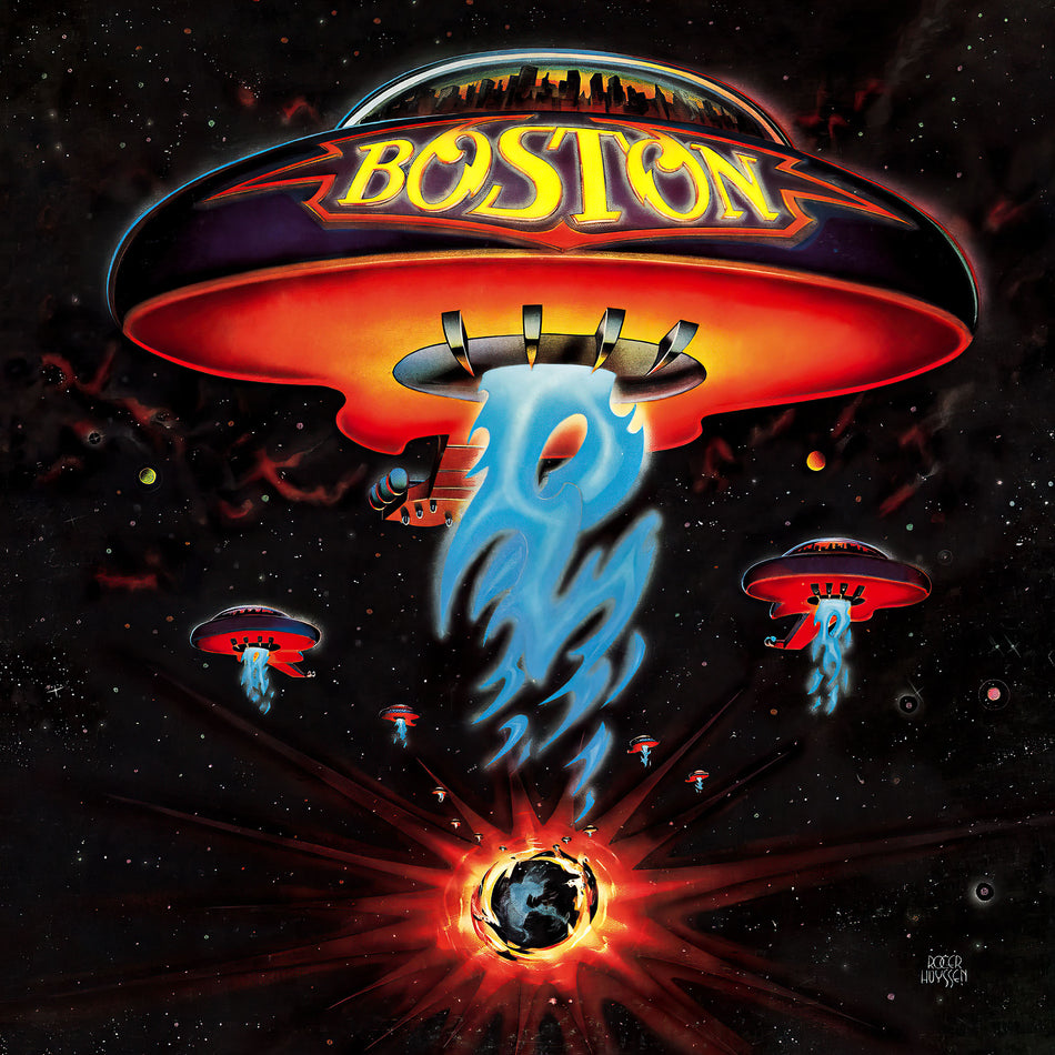 Boston's self-titled debut album, cover art, black vinyl LP, single jacket, featuring "More than a Feeling" - available from ToucanRecords.com