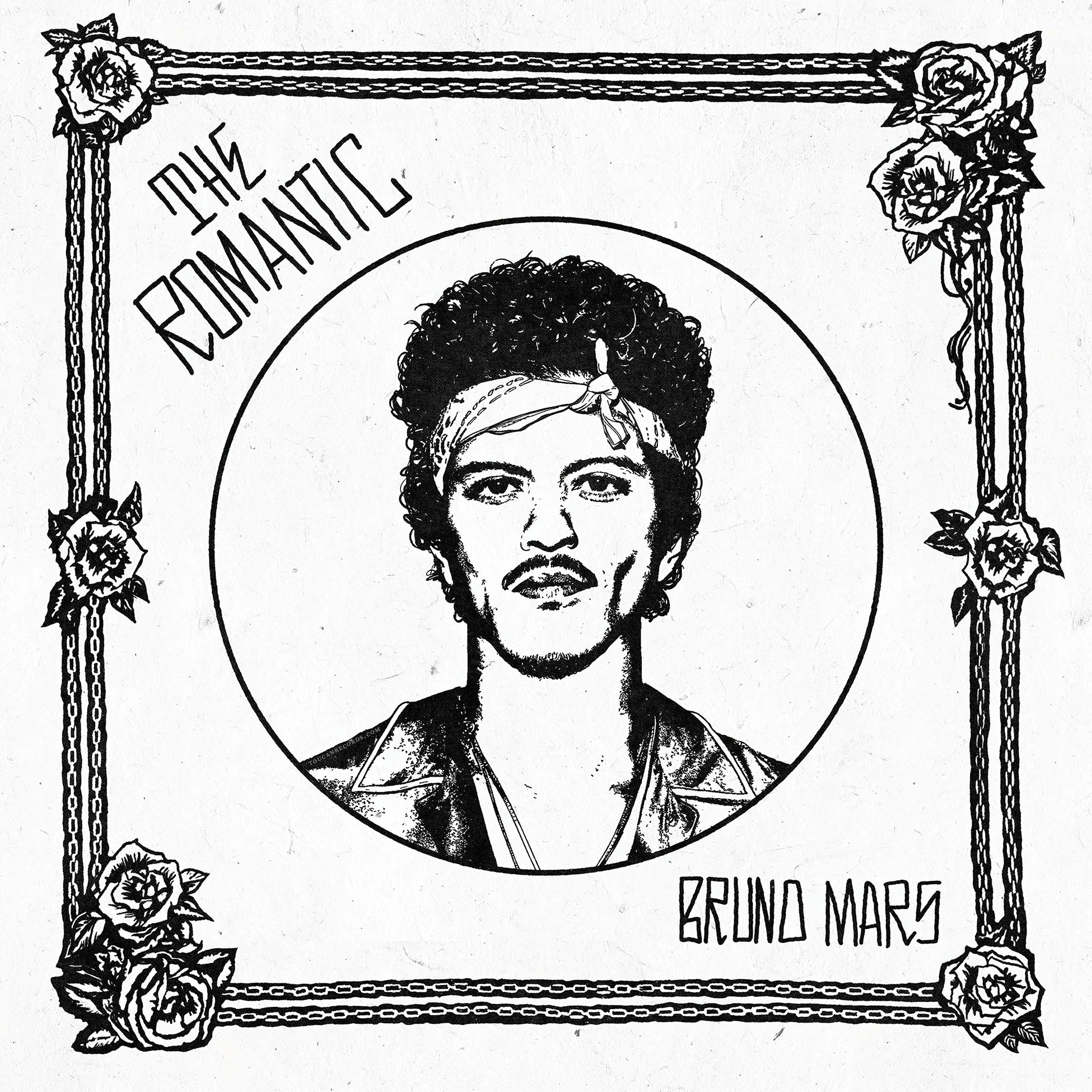Bruno Mars - The Romantic: album cover, red vinyl LP, indie exclusive with lyric booklet from ToucanRecords.com