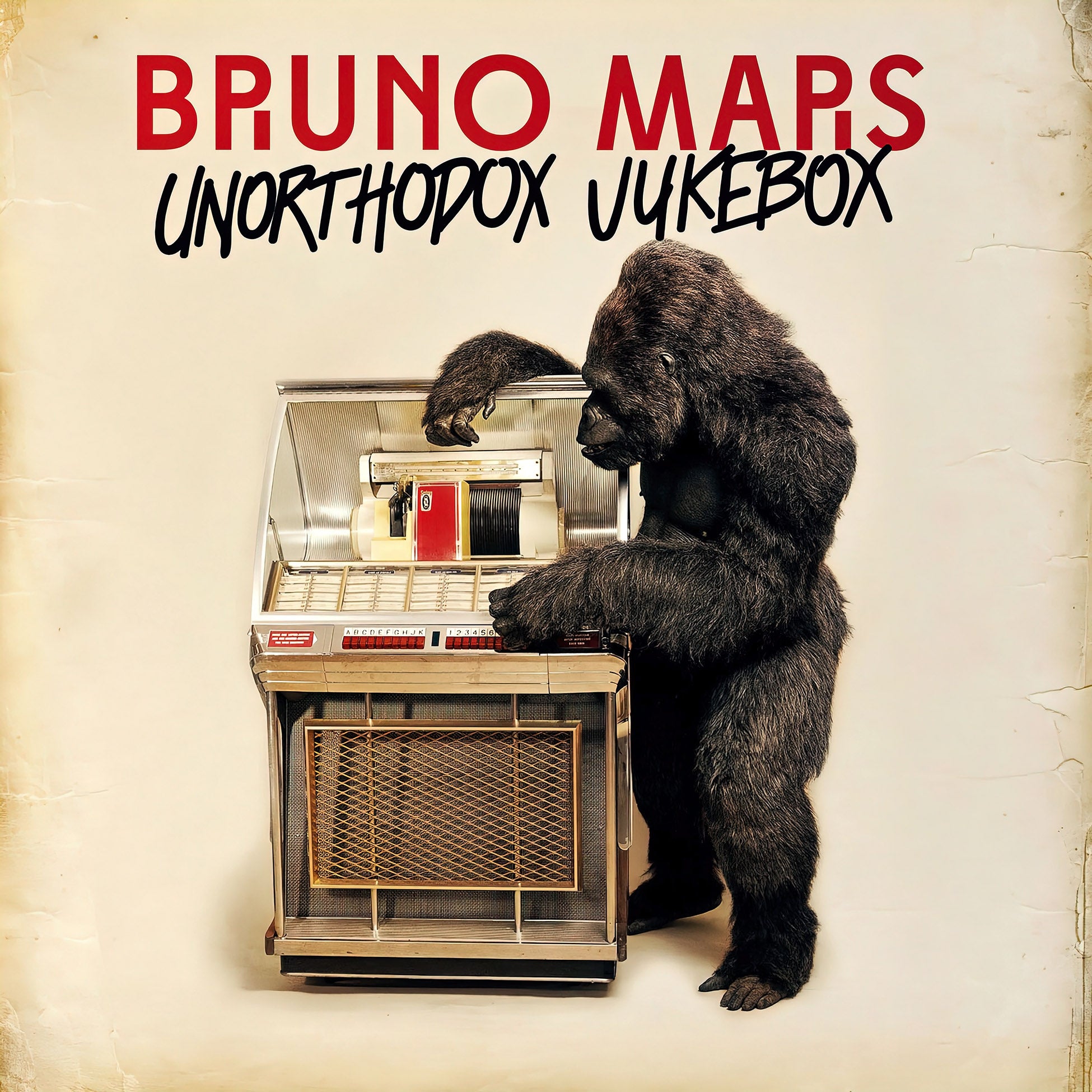 Bruno Mars - Unorthodox Jukebox album cover, black vinyl edition, 2012 pop funk masterpiece