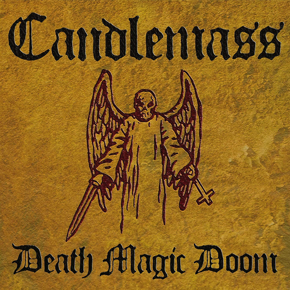 Candlemass Death Magic Doom album cover for the indie exclusive limited edition indie exclusive 2LP gold vinyl epic doom metal reissue