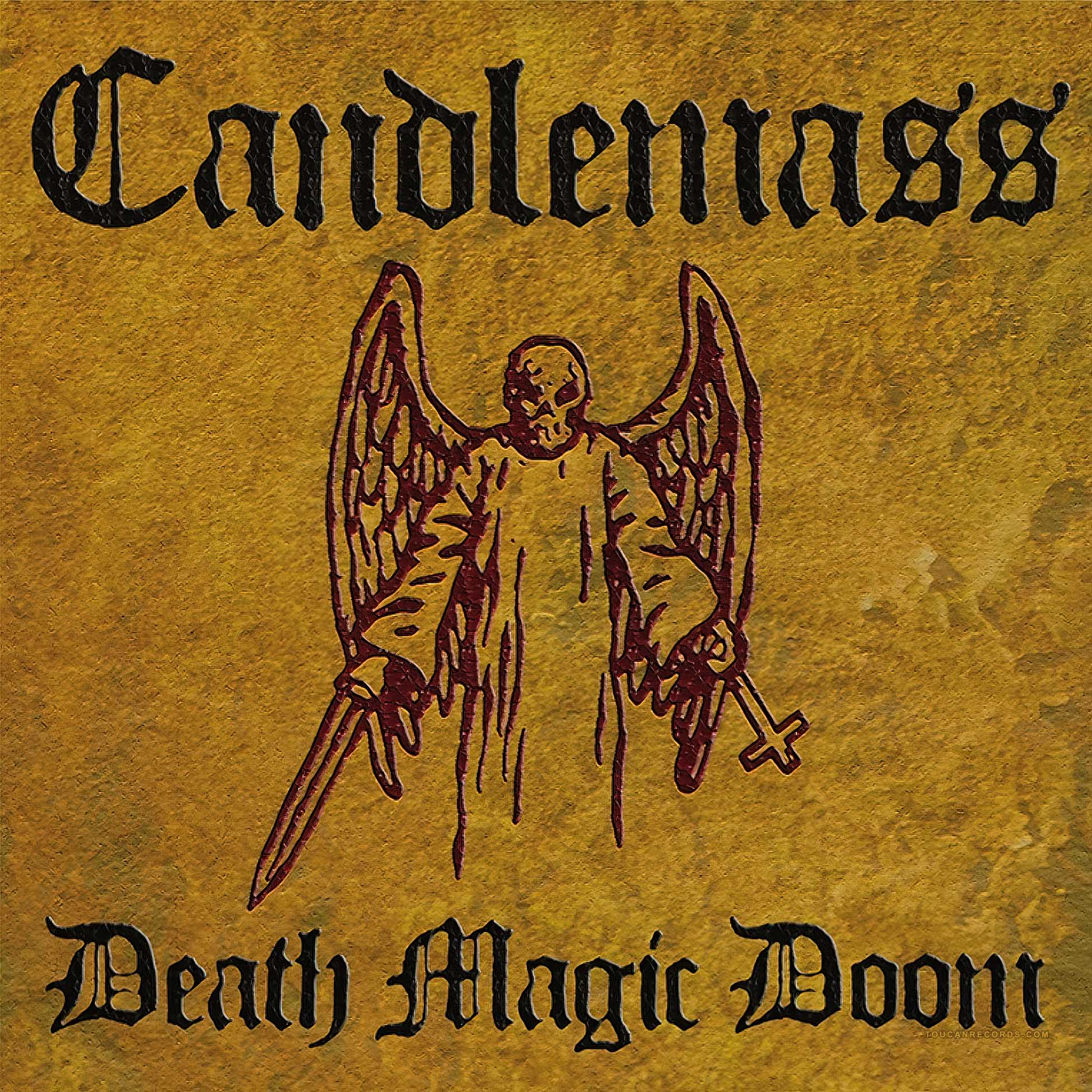 Candlemass Death Magic Doom album cover for the indie exclusive limited edition indie exclusive 2LP gold vinyl epic doom metal reissue