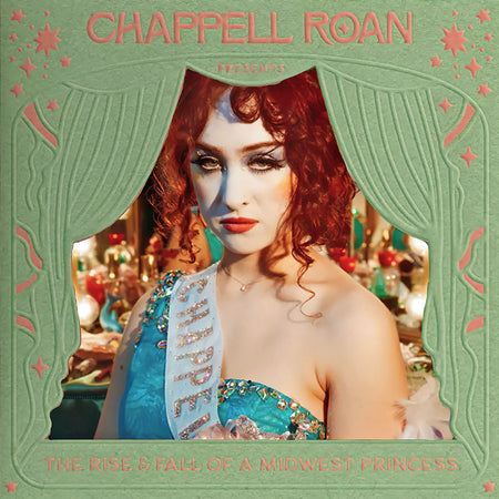 Chappell Roan The Rise And Fall Of A Midwest Princess album cover art for coke bottle clear vinyl LP UK import edition