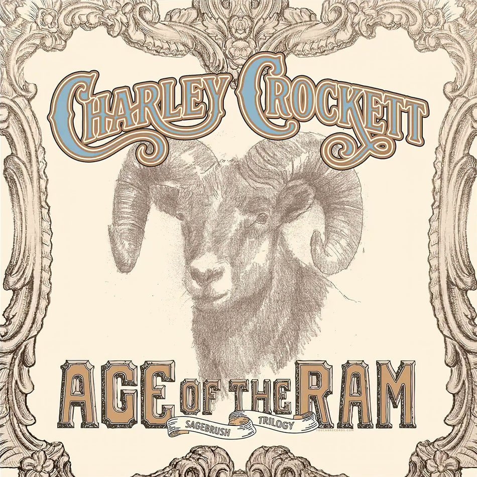Charley Crockett Age Of The Ram album cover for vinyl LP, indie exclusive Mesa White pressing with alternate cover art
