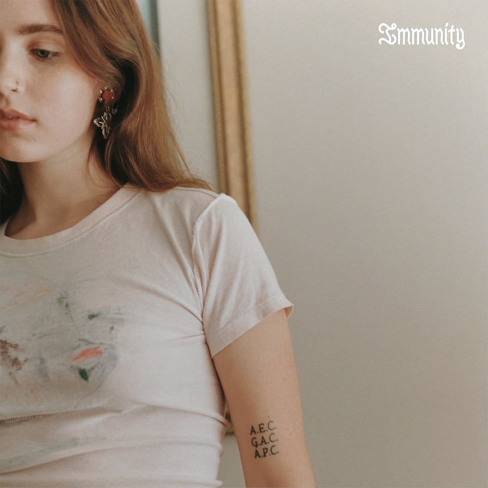 Immunity Clairo vinyl album cover art photo, debut album on LP, indie pop production with clean vocals and soft guitar layers, high resolution catalog imagery