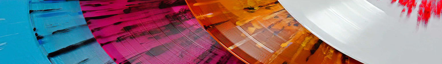 Banner image of colored vinyl LPs with an internal link to the Colored Vinyl record collection.