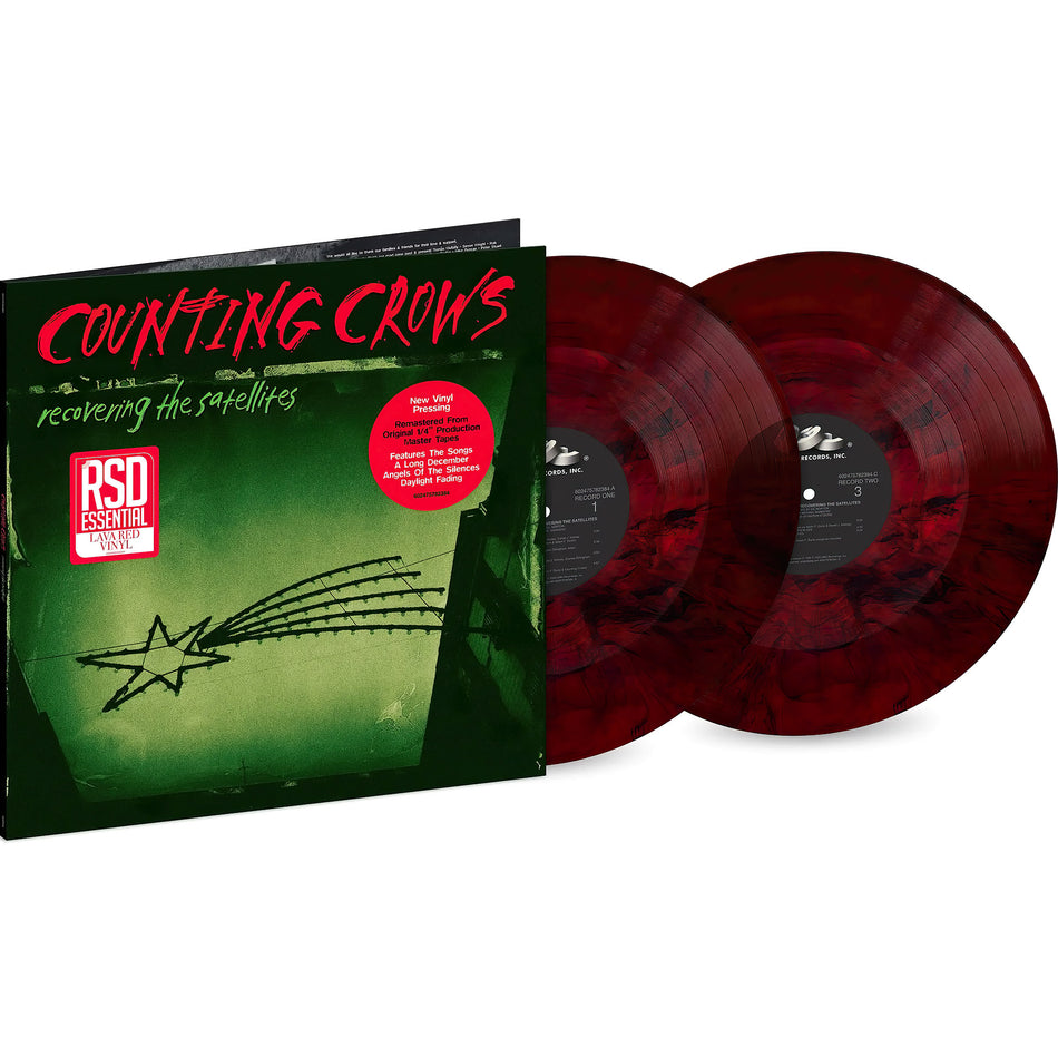 Counting Crows - Recovering The Satellites packshot, standard weight red lava vinyl 2LP, RSD Essential Limited Edition -- ToucanRecords.com