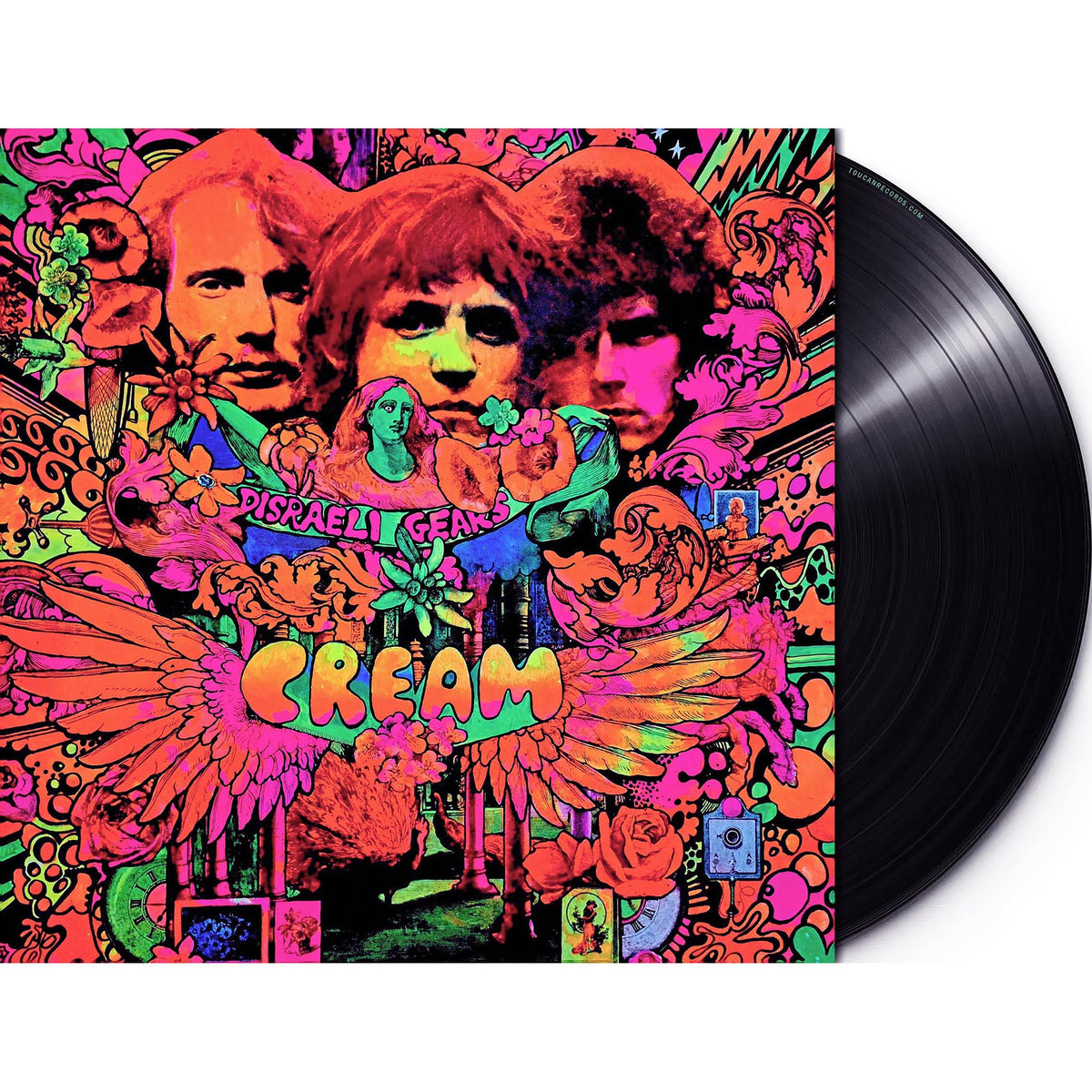 Cream Disraeli Gears packshot of the 180g black vinyl LP reissue, available at ToucanRecords.com with original album artwork