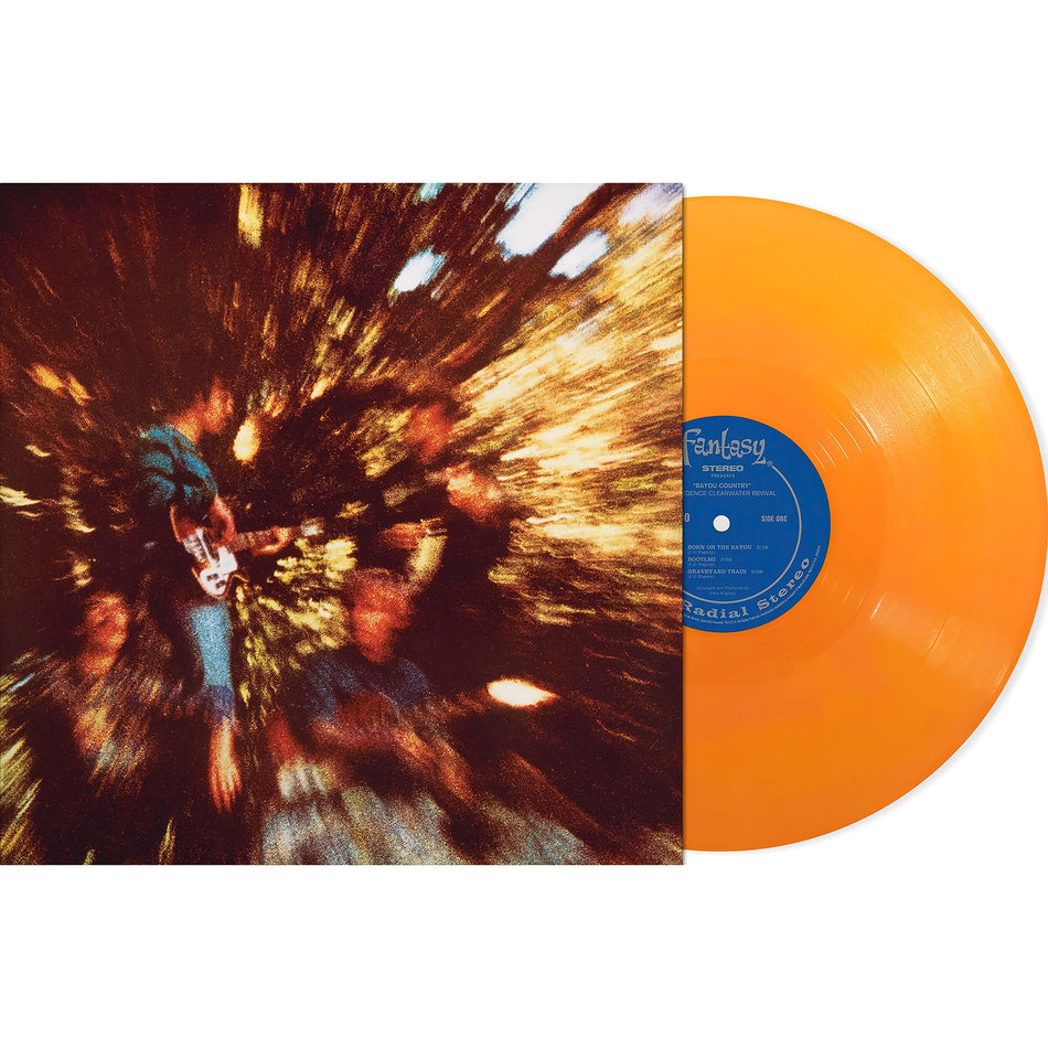 Creedence Clearwater Revival Bayou Country vinyl record, tangerine LP, swamp rock masterpiece by CCR