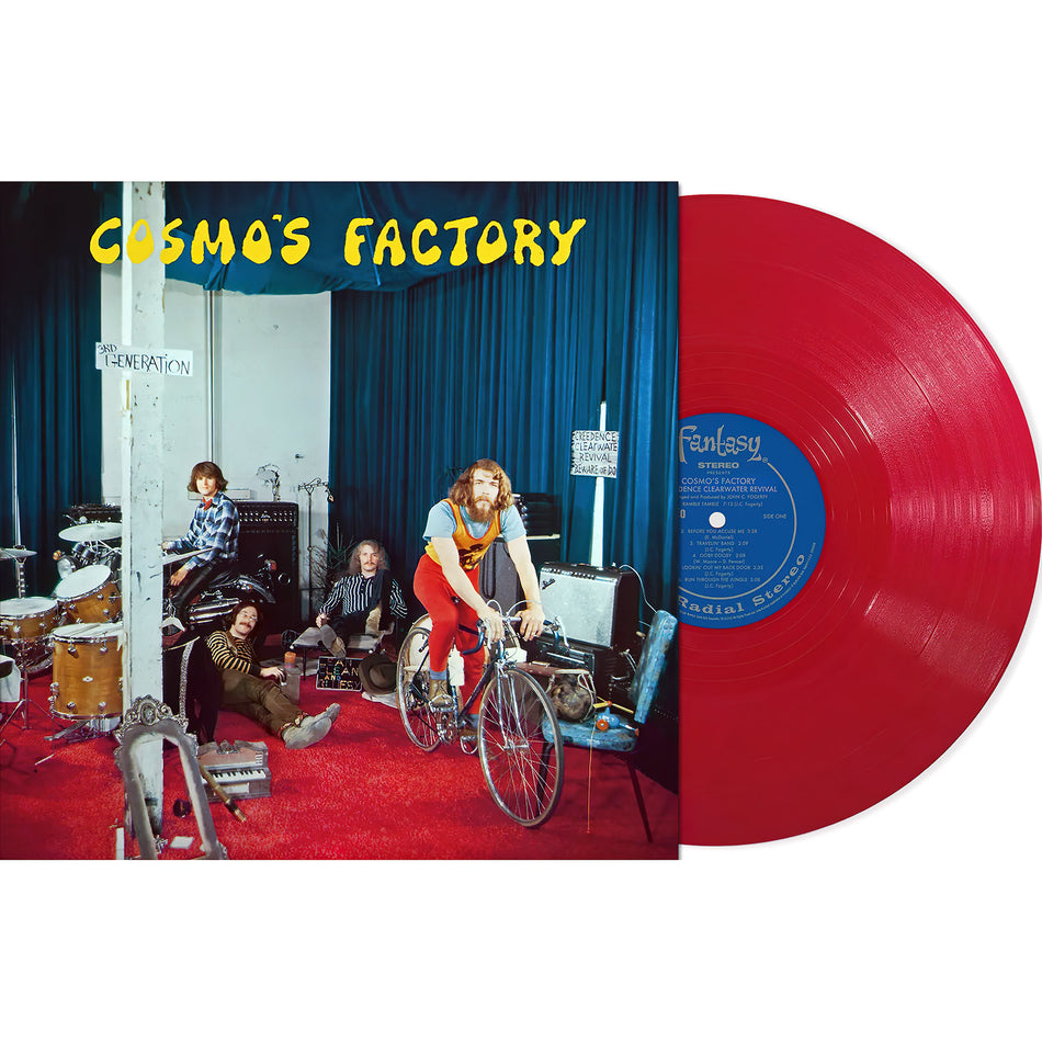 Creedence Clearwater Revival Cosmo's Factory vinyl record, apple red LP, 1970s rock classic from CCR