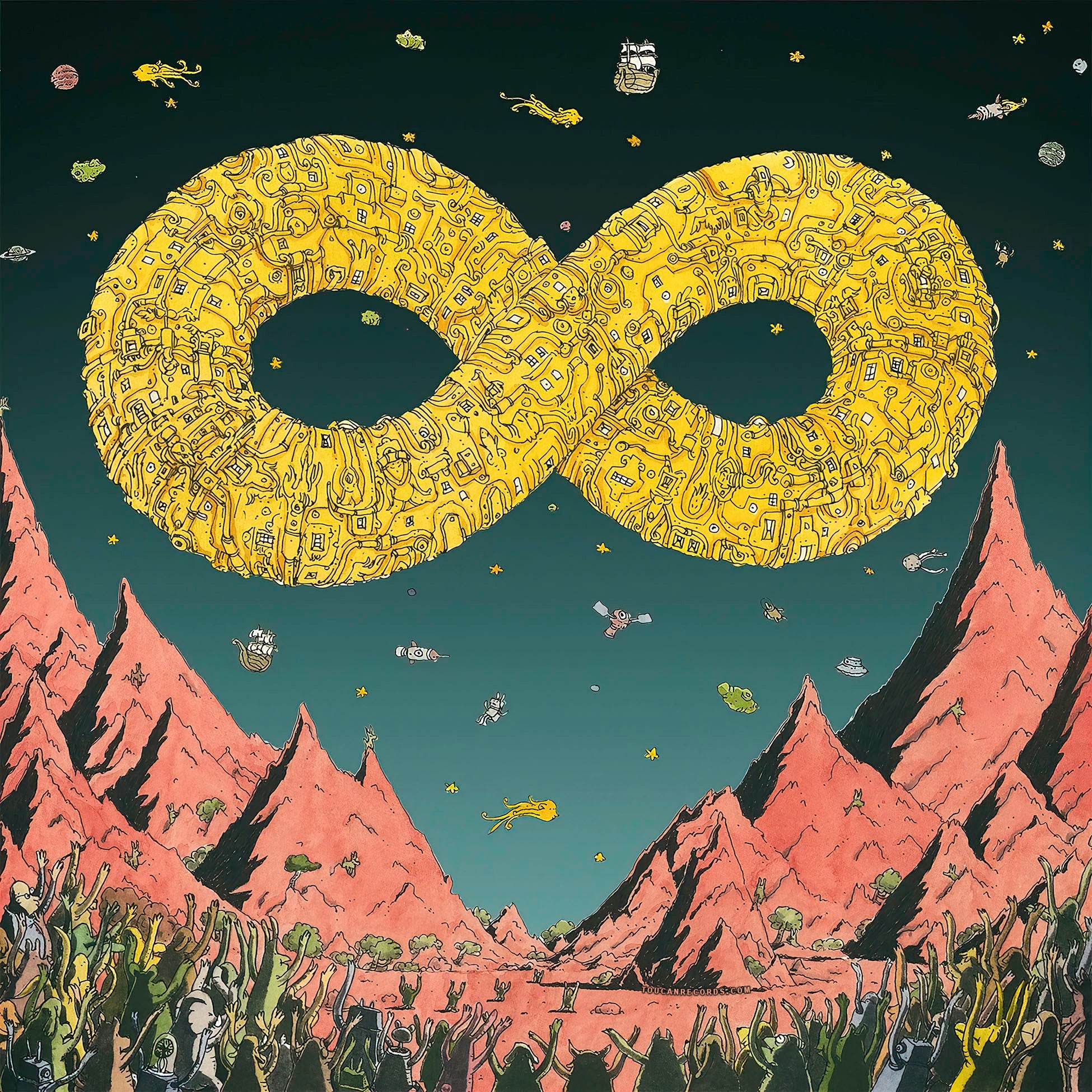 Dance Gavin Dance Mothership album cover for the 10th Anniversary limited Sea Blue Glitter vinyl LP at ToucanRecords.com